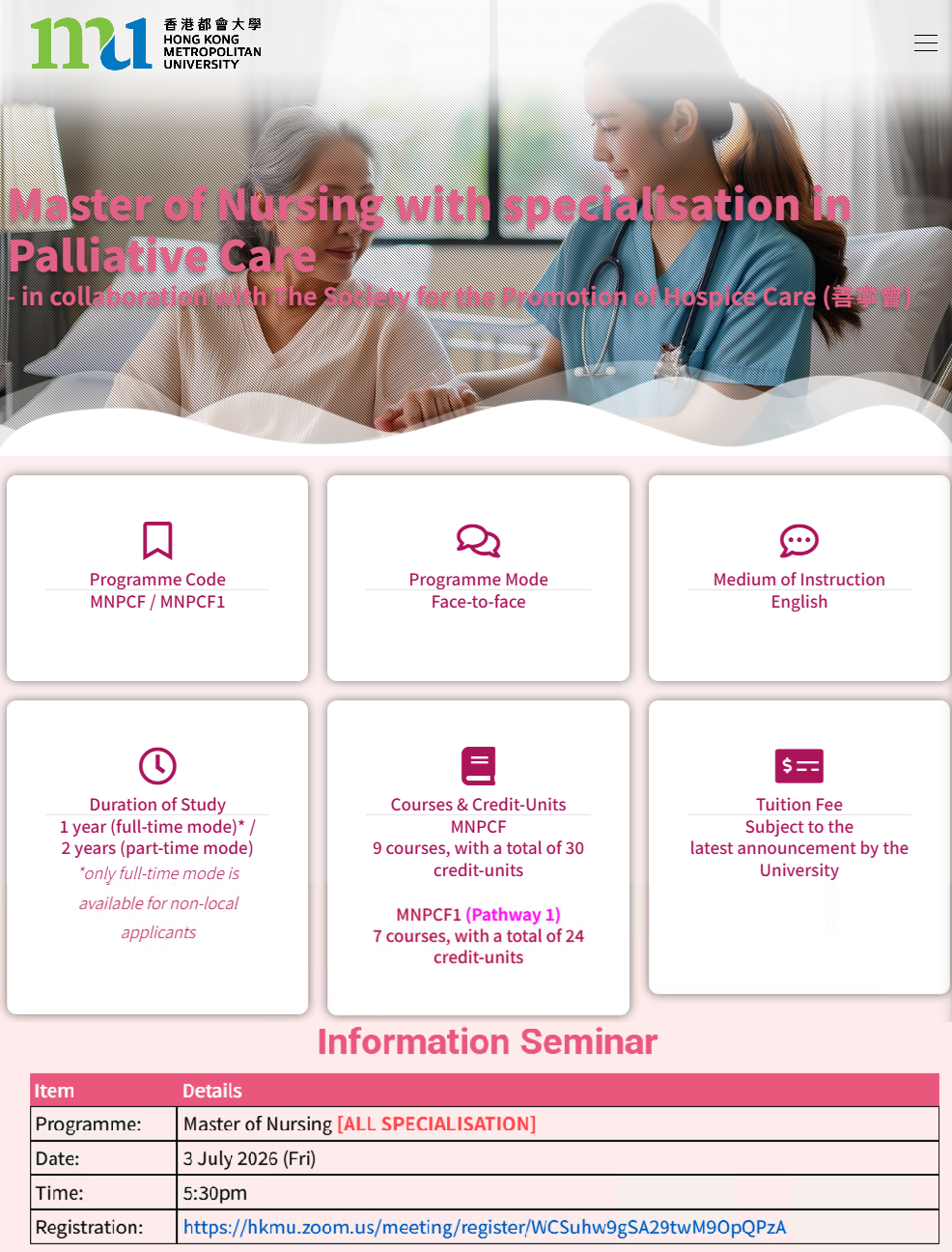Master of Nursing with specialisation in Palliative Care